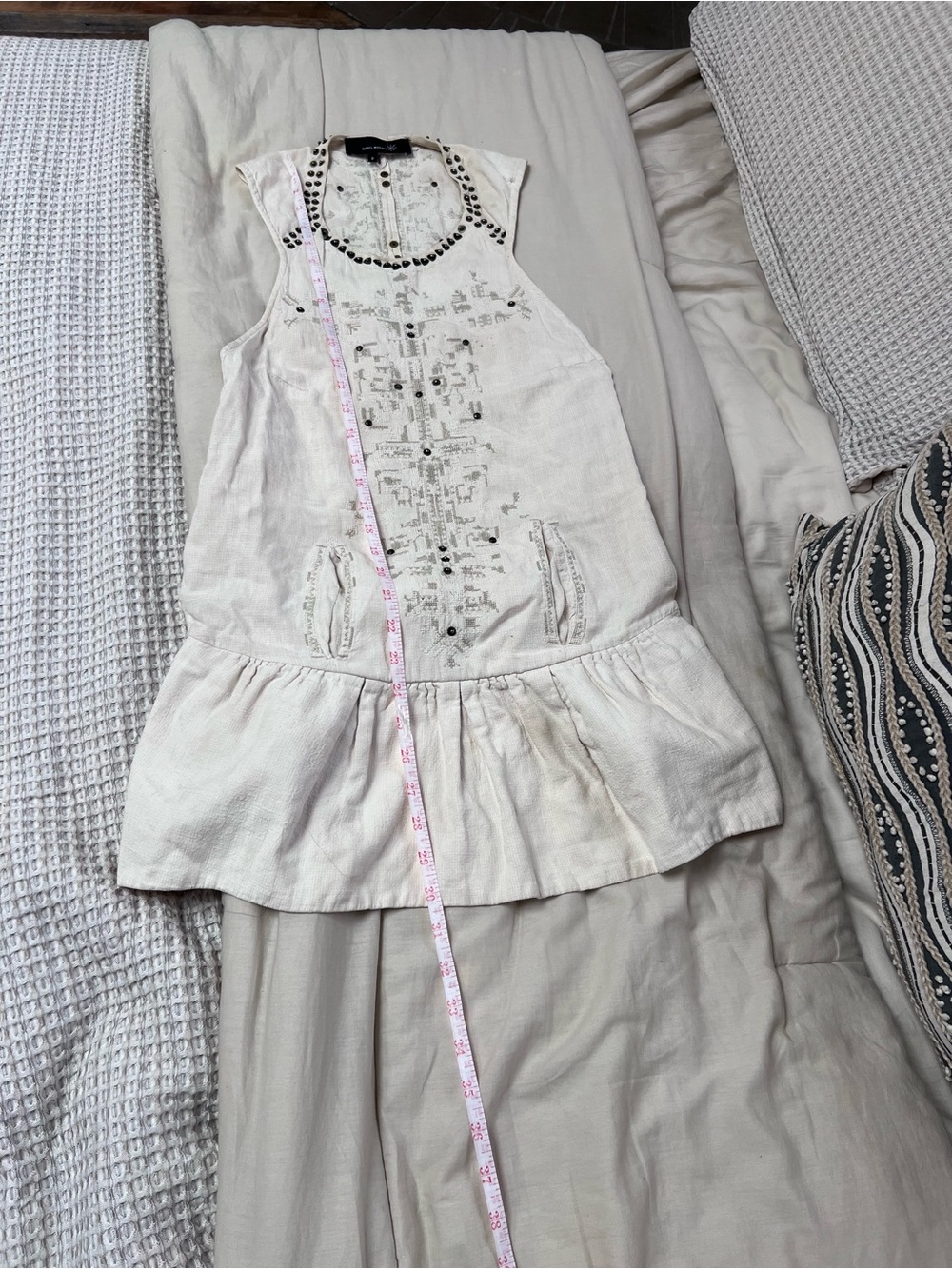 Isabel Marant Cream Embroidered Sleeveless Mini Dress
